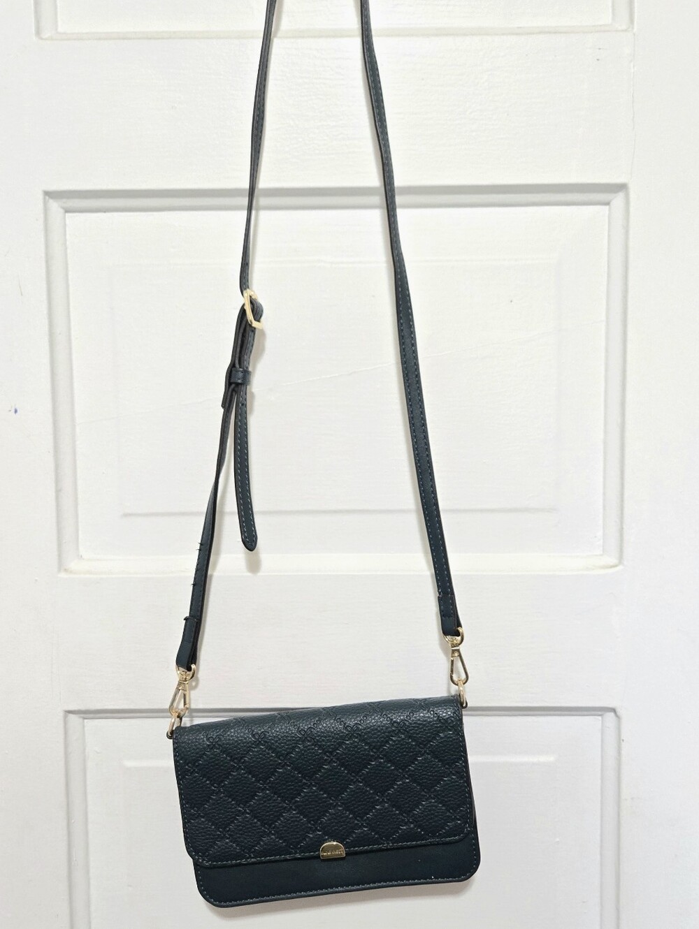 Nine West Quilted Crossbody in Dark Green with Gold Hardware - Picture 2 of 6